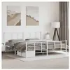 vidaXL Cadre de lit métal avec tête de lit/pied de lit blanc 193x203cm
