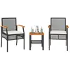 vidaXL Ensemble de bistro 3 pcs et coussins noir résine tressée acacia