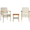vidaXL Ensemble de bistro 3 pcs coussins beige résine tressée acacia