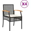 vidaXL Chaises de jardin coussins lot de 4 noir résine tressée acacia