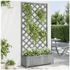 vidaXL Jardinière avec treillis gris bois massif de sapin