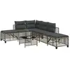 vidaXL Salon de jardin d'angle avec coussins 3 pcs gris résine tressée