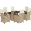 vidaXL Ensemble à manger de jardin et coussins 7 pcs beige poly rotin