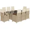 vidaXL Ensemble à manger de jardin et coussins 9 pcs beige Poly rotin