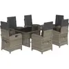 vidaXL Ensemble à manger de jardin et coussins 7 pcs gris rotin