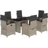 vidaXL Ensemble à manger de jardin et coussins 7 pcs gris clair rotin