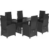 vidaXL Ensemble à manger de jardin coussins 7pcs Noir Résine tressée