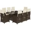 vidaXL Ensemble à manger de jardin et coussins 9 pcs marron poly rotin