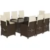 vidaXL Ensemble à manger de jardin et coussins 9 pcs marron poly rotin