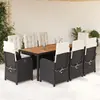 vidaXL Ensemble à manger de jardin 9pcs coussins noir résine tressée