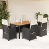 vidaXL Ensemble à manger de jardin coussins 7pcs Noir Résine tressée