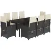 vidaXL Ensemble à manger de jardin 9pcs coussins noir résine tressée