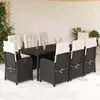 vidaXL Ensemble à manger de jardin 9pcs coussins noir résine tressée