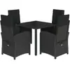 vidaXL Ensemble à manger de jardin coussins 5pcs Noir Résine tressée
