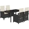 vidaXL Ensemble à manger de jardin coussins 5pcs Noir Résine tressée