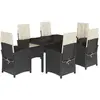 vidaXL Ensemble à manger de jardin coussins 7pcs Noir Résine tressée