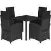 vidaXL Ensemble à manger de jardin coussins 5pcs Noir Résine tressée
