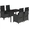 vidaXL Ensemble à manger de jardin coussins 5pcs Noir Résine tressée