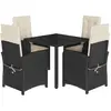 vidaXL Ensemble à manger de jardin coussins 5pcs Noir Résine tressée
