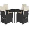 vidaXL Ensemble à manger de jardin coussins 5pcs Noir Résine tressée