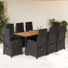 vidaXL Ensemble à manger de jardin 9pcs coussins noir résine tressée