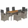 vidaXL Ensemble à manger de jardin et coussins 7 pcs gris rotin