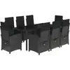 vidaXL Ensemble à manger de jardin 9pcs coussins noir résine tressée