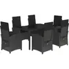 vidaXL Ensemble à manger de jardin coussins 7pcs Noir Résine tressée