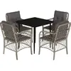 vidaXL Ensemble à manger de jardin et coussins 5 pcs gris clair rotin