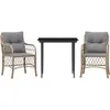 vidaXL Ensemble de bistro 3 pcs coussins mélange beige résine tressée