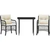 vidaXL Ensemble de bistro 3 pcs avec coussins noir résine tressée