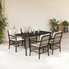 vidaXL Ensemble à manger de jardin 5 pcs et coussins marron poly rotin