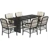 vidaXL Ensemble à manger de jardin coussins 7pcs Noir Résine tressée