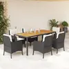 vidaXL Ensemble à manger de jardin coussins 7pcs Noir Résine tressée