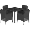 vidaXL Ensemble à manger de jardin coussins 5pcs Noir Résine tressée