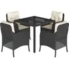 vidaXL Ensemble à manger de jardin coussins 5pcs Noir Résine tressée