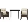 vidaXL Ensemble à manger de jardin 3 pcs et coussins marron poly rotin