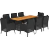 vidaXL Ensemble à manger de jardin 9pcs coussins noir résine tressée