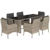vidaXL Ensemble à manger de jardin et coussins 7 pcs gris clair rotin