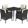 vidaXL Ensemble à manger de jardin coussins 5pcs Noir Résine tressée