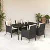vidaXL Ensemble à manger de jardin coussins 5pcs Noir Résine tressée