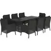 vidaXL Ensemble à manger de jardin 9pcs coussins noir résine tressée