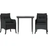 vidaXL Ensemble à manger de jardin avec coussins 3 pcs Noir