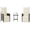 vidaXL Ensemble de bistro 3 pcs avec coussins marron résine tressée