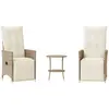 vidaXL Ensemble de bistro 3 pcs avec coussins beige résine tressée