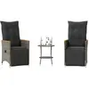 vidaXL Ensemble de bistro 3 pcs avec coussins gris résine tressée