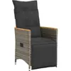 vidaXL Chaise inclinable de jardin avec coussins gris résine tressée
