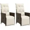 vidaXL Chaises inclinables de jardin lot de 2 et coussins marron rotin