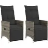 vidaXL Chaises inclinables de jardin lot de 2 et coussins gris rotin