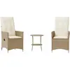 vidaXL Ensemble de bistro 3 pcs avec coussins beige résine tressée